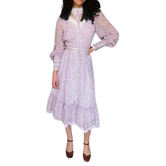Gunne Sax Praire Lavender Dress - Picture 1 of 5
